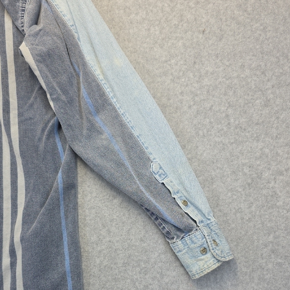 Vintage Wrangler Long Tails Distressed Denim Western Shirt Grunge Workwear - Picture 9 of 12